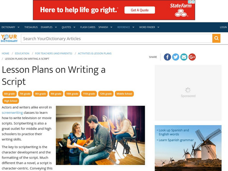 Your Dictionary: Lesson Plans on Writing a Script Lesson Plan for 9th ...