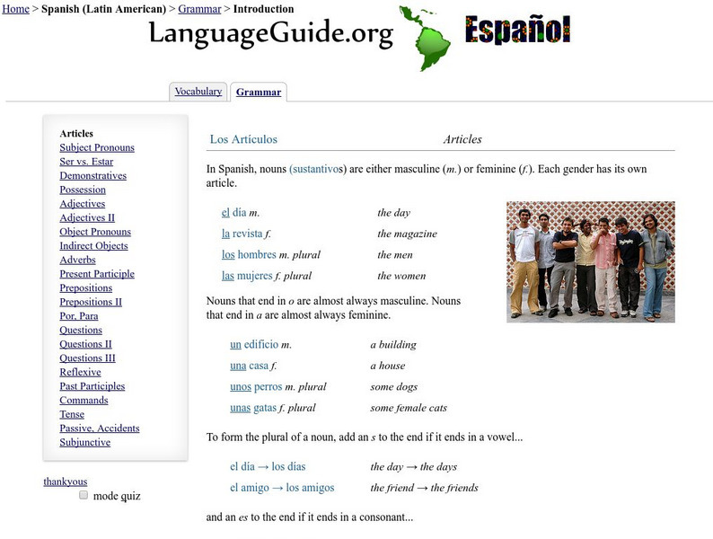 Language Guide: Los Articulos Website Language Guide: Los Articulos Website