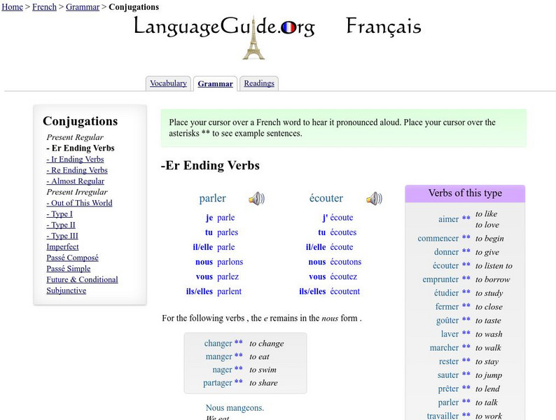 Language Guide: Regular Er Verbs(conjugation) Website Language Guide: Regular Er Verbs(conjugation) Website