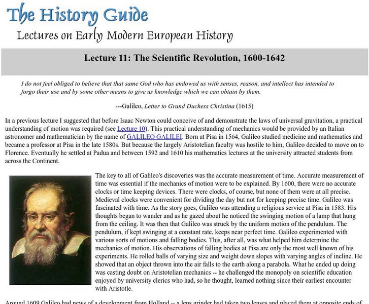 The History Guide: The Scientific Revolution, 1600 1642 Handout The History Guide: The Scientific Revolution, 1600 1642 Handout