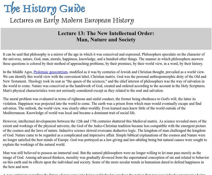 The History Guide: The New Intellectual Order: Man, Nature and Society Website The History Guide: The New Intellectual Order: Man, Nature and Society Website