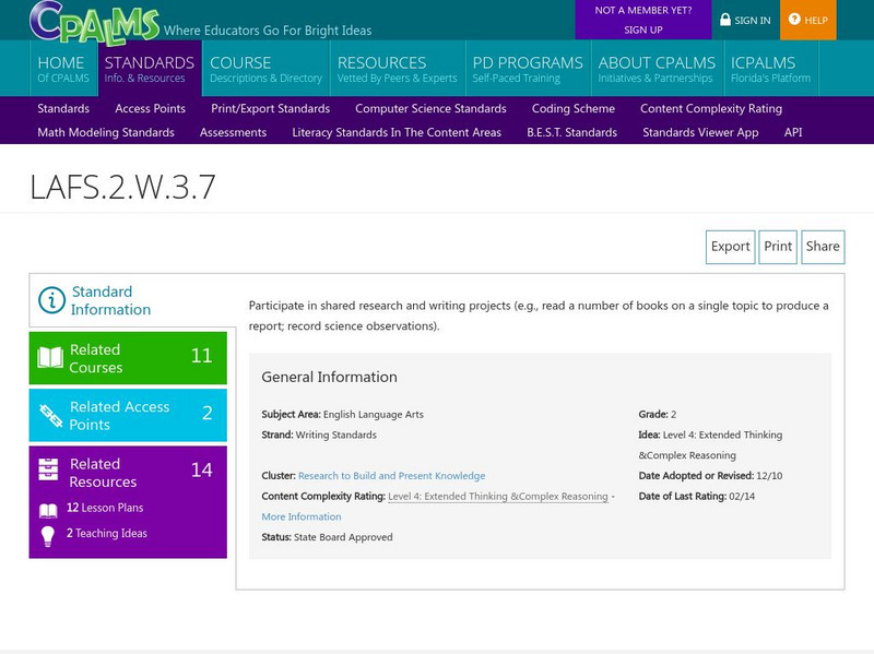 Cpalms: Lafs.2.w.3.7 Website Cpalms: Lafs.2.w.3.7 Website