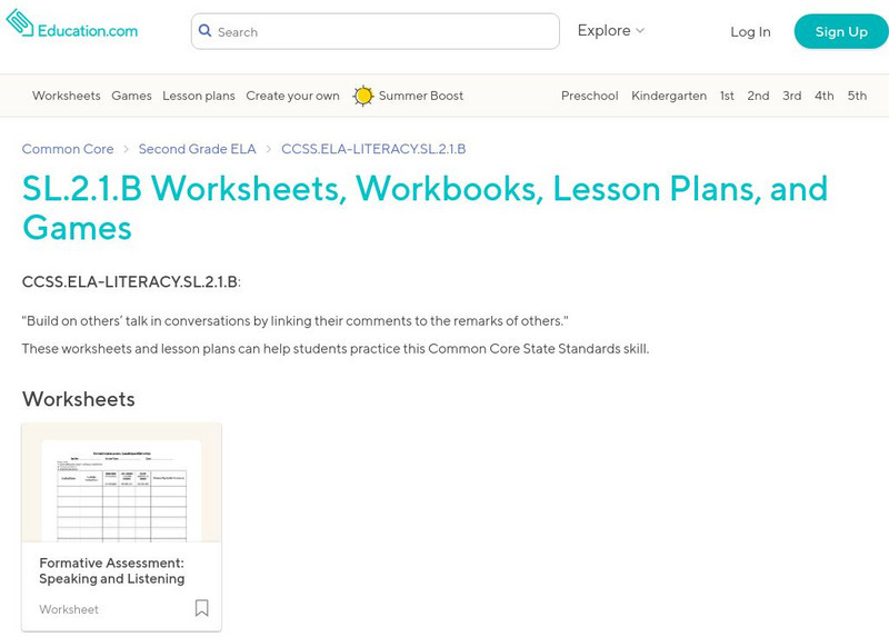 Education.com: Sl.2.1.b Worksheets, Workbooks, Lesson Plans, and Games Activity Education.com: Sl.2.1.b Worksheets, Workbooks, Lesson Plans, and Games Activity