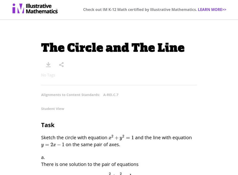 Illustrative Mathematics: A Rei the Circle and the Line Lesson Plan Illustrative Mathematics: A Rei the Circle and the Line Lesson Plan