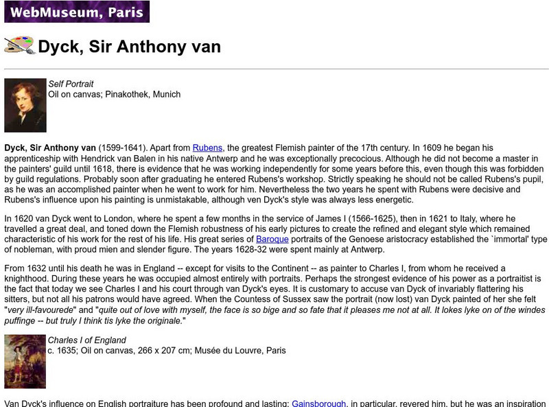 Ibiblio: Web Museum: Sir Anthony Van Dyck Handout
