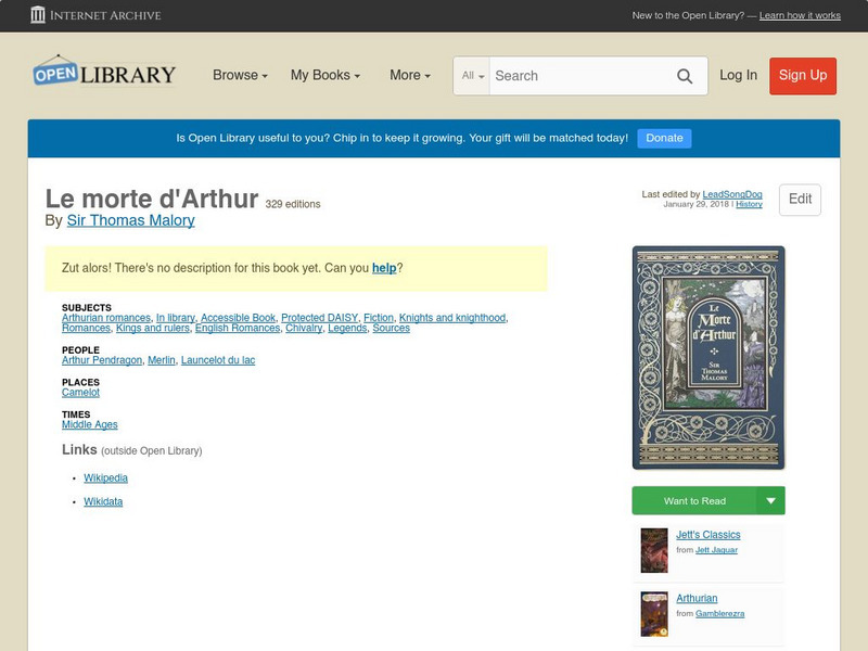 Open Library: Morte D'arthur eBook