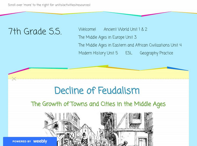 Decline of Feudalism the Growth of Towns and Cities in the Middle Ages Unit Plan