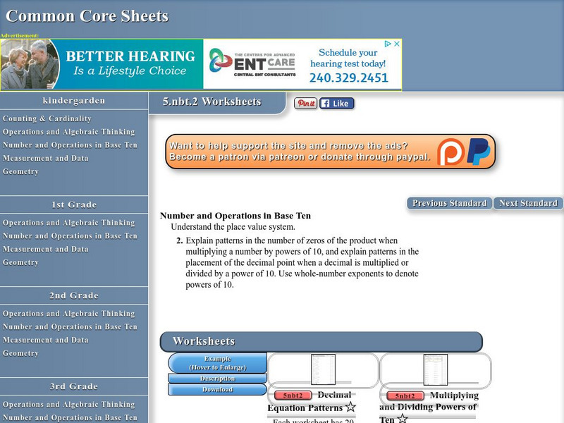 Common Core Sheets Number and Operations in Base Ten 5.nbt.2 Worksheets Unknown Type for 2nd