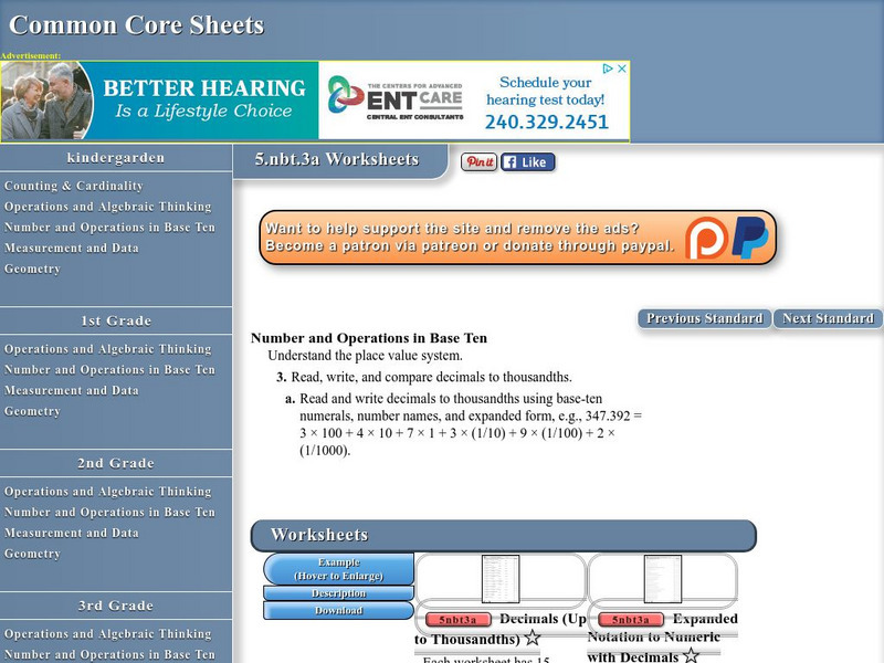 Common Core Sheets: Number and Operations in Base Ten 5.nbt.3a Worksheets Unknown Type Common Core Sheets: Number and Operations in Base Ten 5.nbt.3a Worksheets Unknown Type
