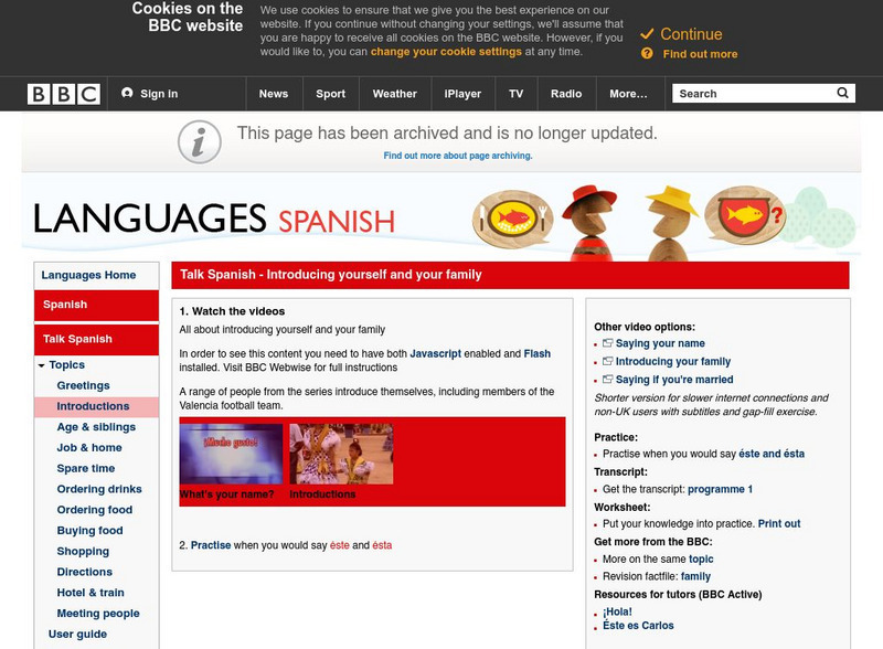 Bbc: Languages Spanish: Talk Spanish Introductions Activity