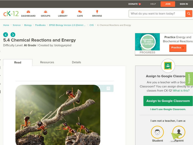 Ck 12: Chemical Reactions and Energy Unit Plan Ck 12: Chemical Reactions and Energy Unit Plan