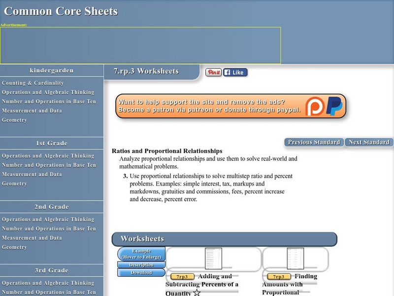 Common Core Sheets: Ratios and Proportional Relationships 7.rp.3 Worksheets Unknown Type Common Core Sheets: Ratios and Proportional Relationships 7.rp.3 Worksheets Unknown Type