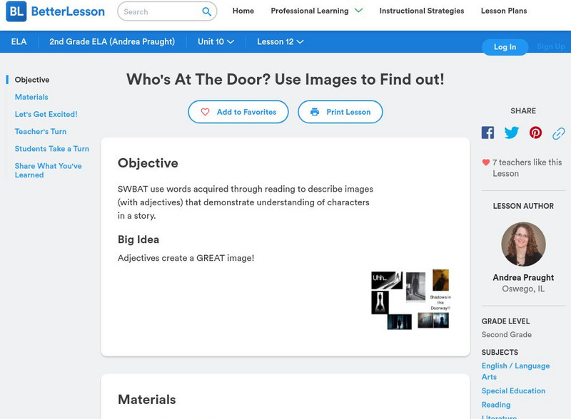 Better Lesson: Who's at the Door? Use Images to Find Out! Lesson Plan Better Lesson: Who's at the Door? Use Images to Find Out! Lesson Plan
