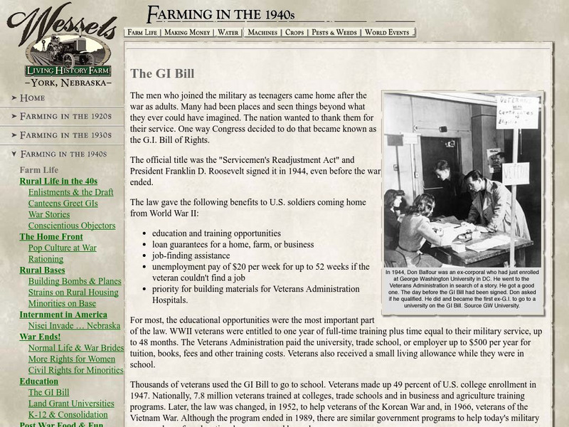 Living History Farm: Farming in the 1940s: The Gi Bill Handout