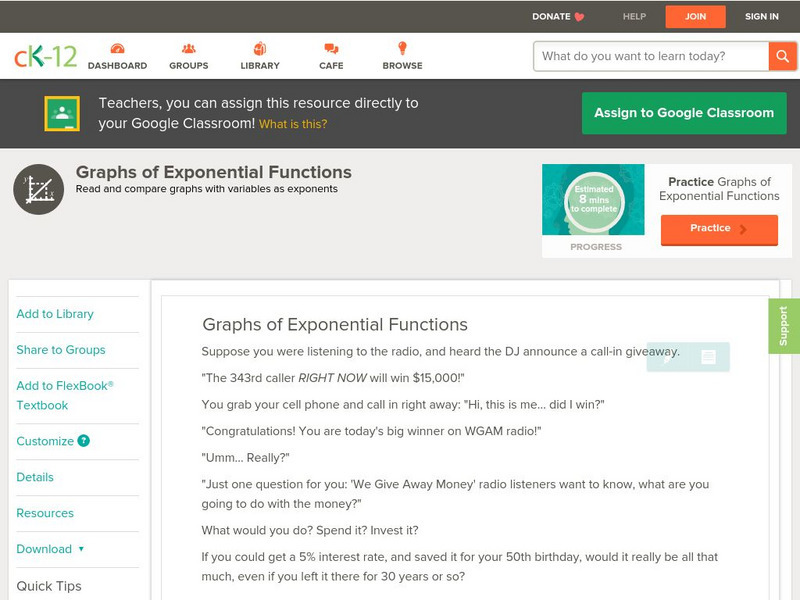 Ck 12: Algebra: Graphs of Exponential Functions Unit Plan