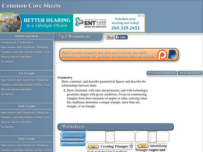 Common Core Sheets: Geometry 7.g.2 Worksheets Unknown Type Common Core Sheets: Geometry 7.g.2 Worksheets Unknown Type