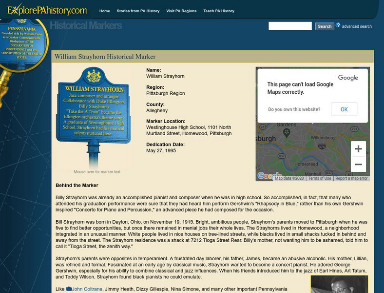 Explore Pa History: William Strayhorn Handout Explore Pa History: William Strayhorn Handout