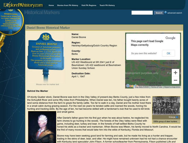 Explore Pa History: Daniel Boone Handout