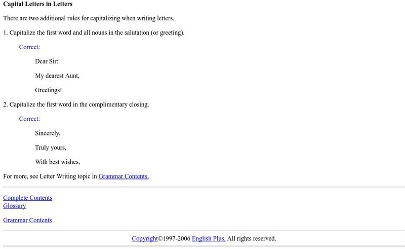 Capitalizing in Letters Handout Capitalizing in Letters Handout