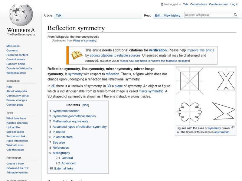 Wikipedia: Plane of Symmetry Handout Wikipedia: Plane of Symmetry Handout