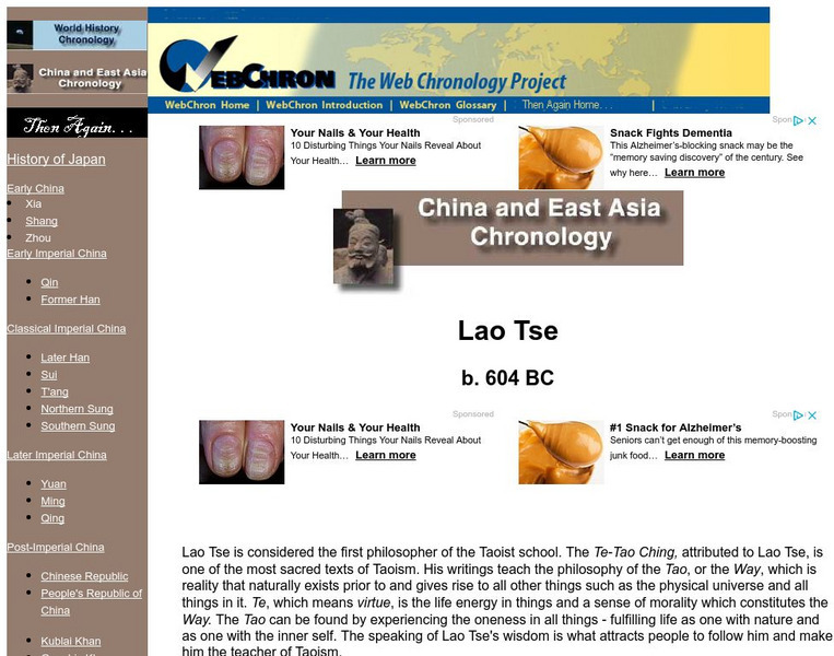 Then Again: Web Chron: Lao Tse B. 604 Bc Handout