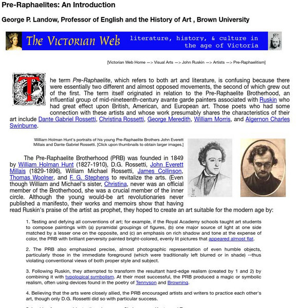 Victorian Web: Pre Raphaelites, an Introduction Article Victorian Web: Pre Raphaelites, an Introduction Article
