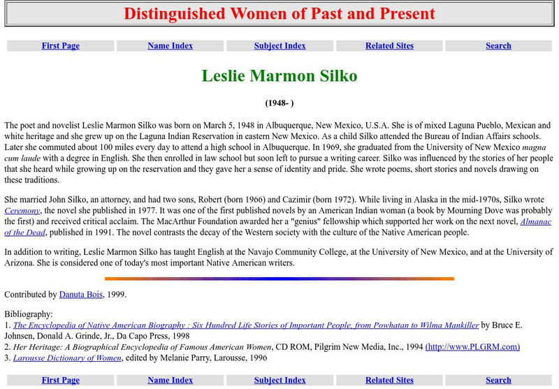 Distinguished Women of Past and Present: Leslie Marmon Silko Website