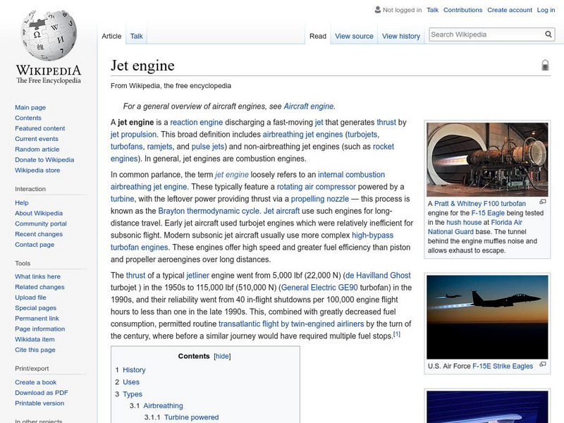Wikipedia: Jet Engine Handout Wikipedia: Jet Engine Handout