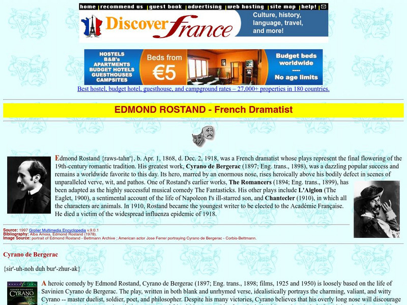 Discover France: Edmond Rostand Handout Discover France: Edmond Rostand Handout