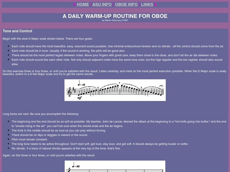 A Daily Warm Up Routine for Oboe Article A Daily Warm Up Routine for Oboe Article