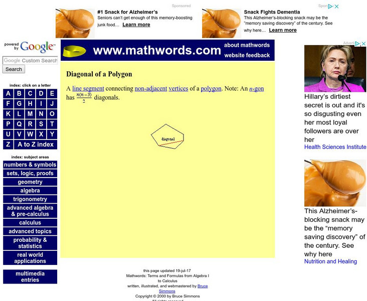 Math words.com: Diagonal of a Polygon Handout
