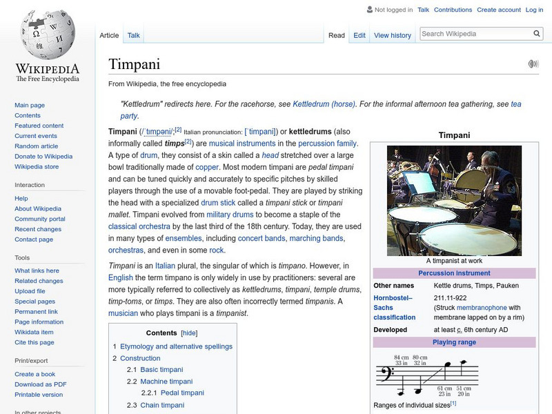 Wikipedia: Timpani Handout Wikipedia: Timpani Handout