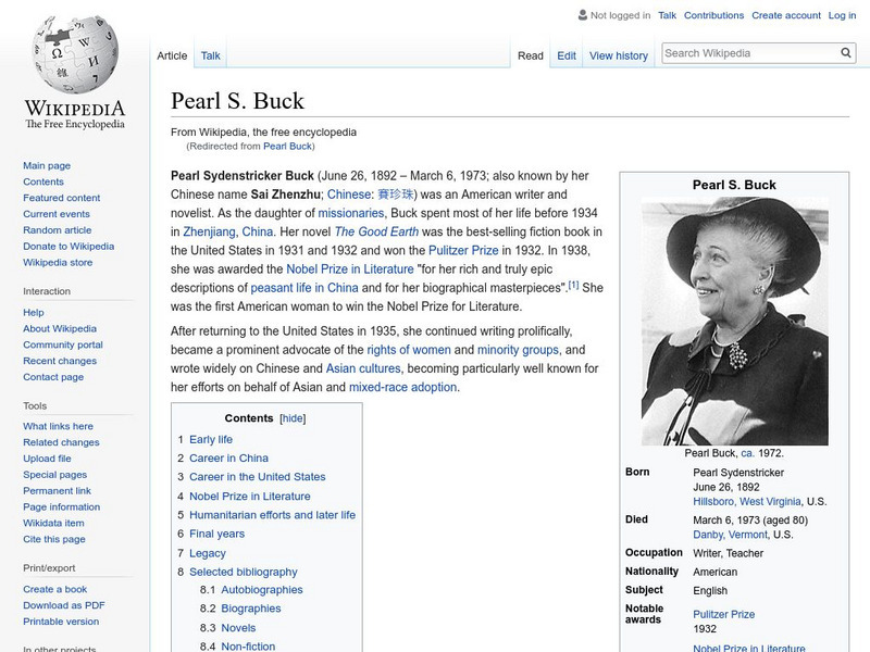 Wikipedia: Pearl S. Buck Handout Wikipedia: Pearl S. Buck Handout