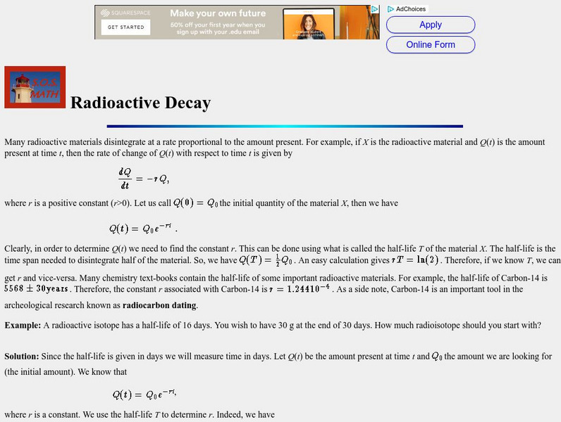 S.o.s. Math: Radioactive Decay Activity