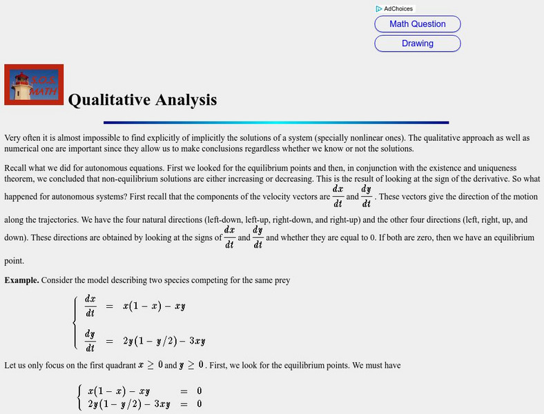 S.o.s. Math: Qualitative Analysis Activity