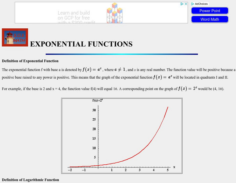 S.o.s. Math: Exponential Functions Graphic S.o.s. Math: Exponential Functions Graphic