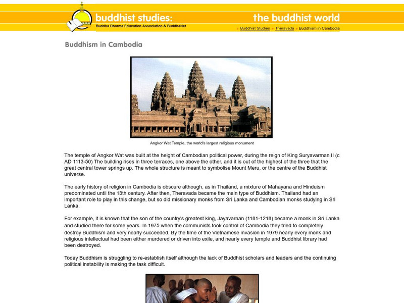 Buddha Net: Buddhism in Cambodia Article