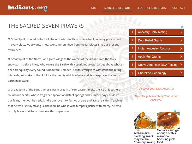 The Seven Sacred Prayers Website The Seven Sacred Prayers Website