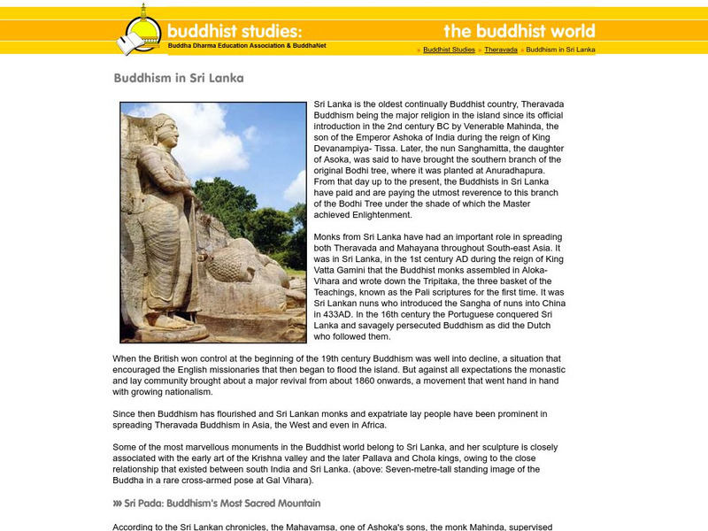 Buddha Net: Buddhism in Sri Lanka Article Buddha Net: Buddhism in Sri Lanka Article