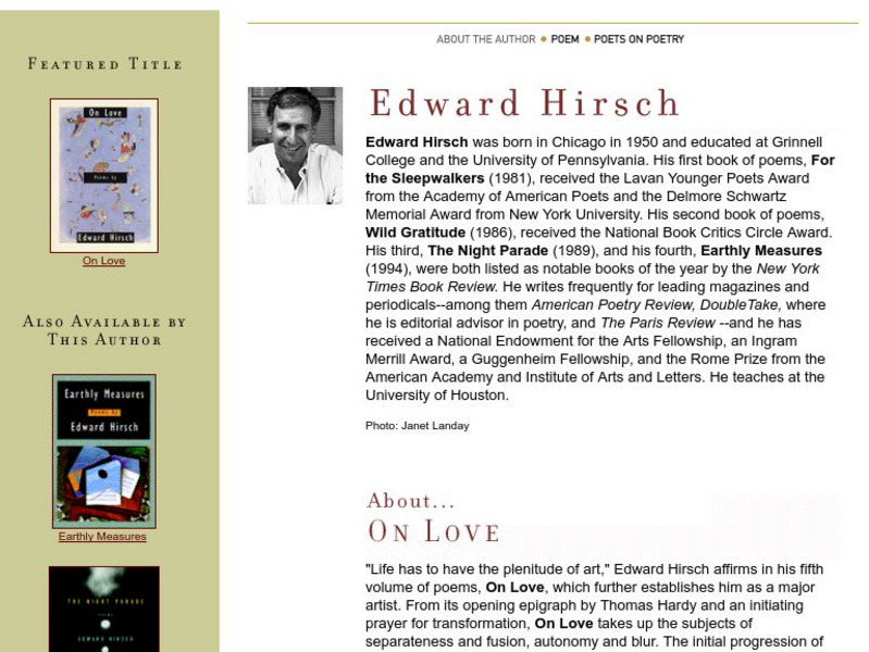 Penguin Random House: Edward Hirsch Website Penguin Random House: Edward Hirsch Website