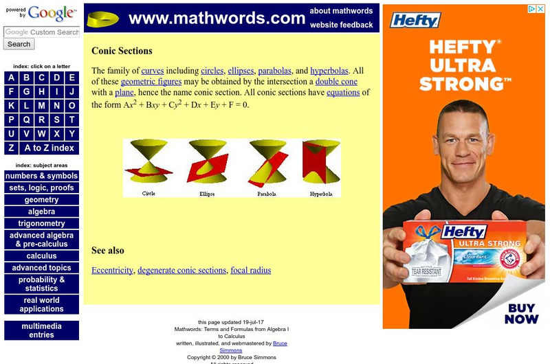 Math words.com: Conic Sections Handout