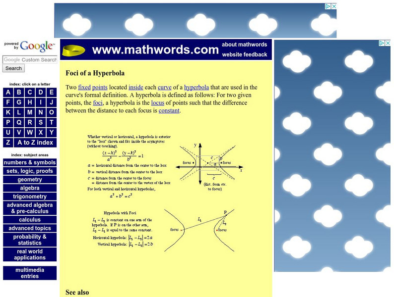 Math words.com: Foci, Hyperbola Activity Math words.com: Foci, Hyperbola Activity