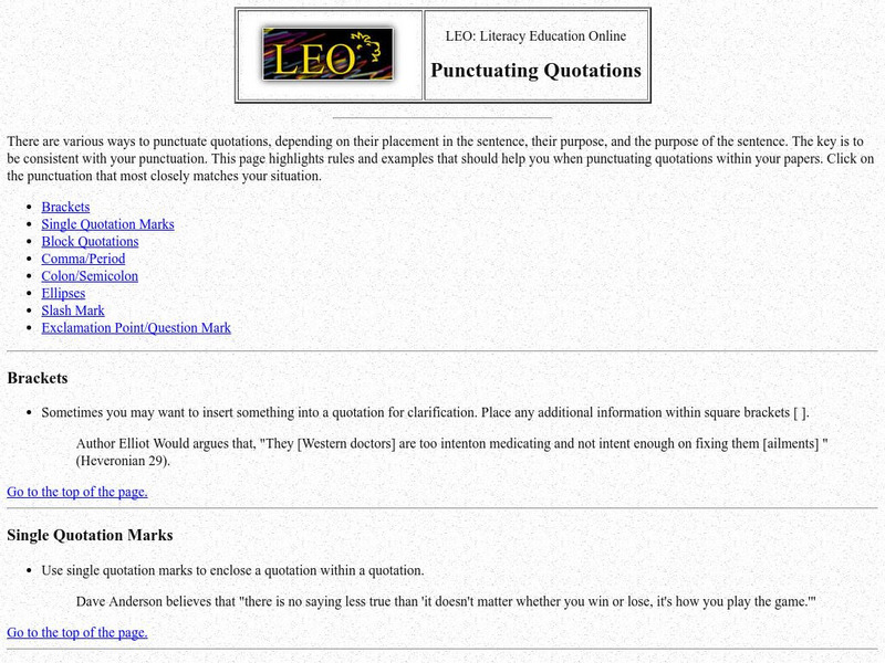Literacy Education Online: Ellipses Handout Literacy Education Online: Ellipses Handout