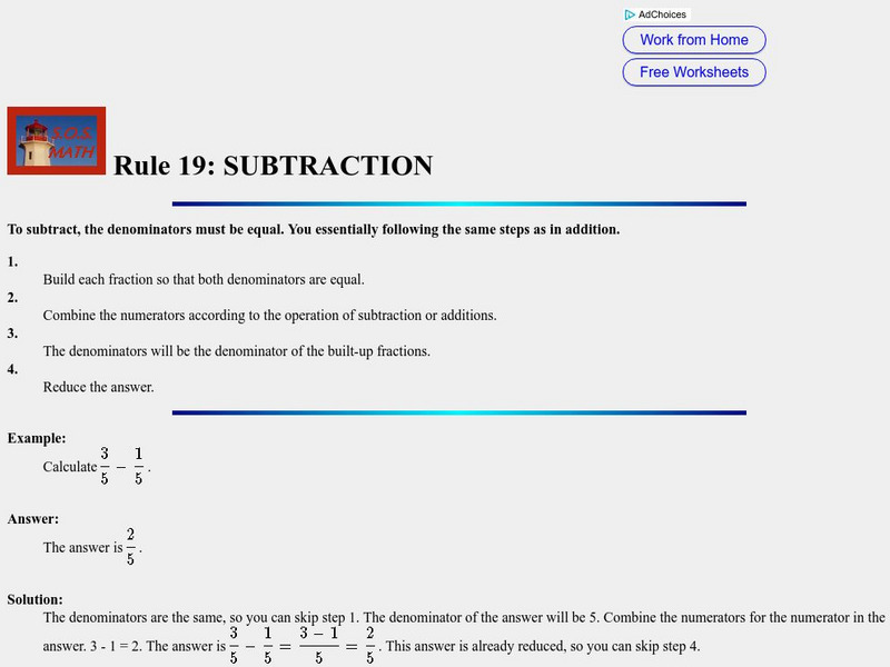 S.o.s. Math: Subtraction Unit Plan S.o.s. Math: Subtraction Unit Plan