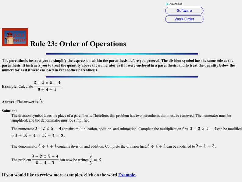 S.o.s. Math: Order of Operations in Fractions Unit Plan S.o.s. Math: Order of Operations in Fractions Unit Plan
