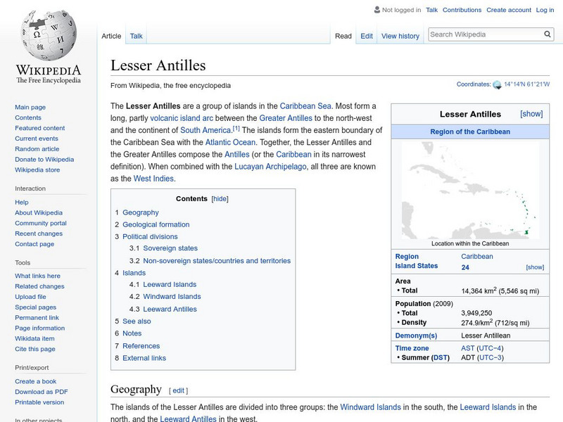 Wikipedia: Lesser Antilles Handout Wikipedia: Lesser Antilles Handout