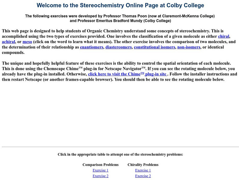 Colby College: Stereochemistry Online Unknown Type Colby College: Stereochemistry Online Unknown Type