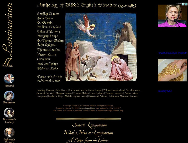 Luminarium: Middle English Literature (1350 1485) Activity Luminarium: Middle English Literature (1350 1485) Activity