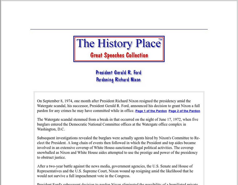 The History Place: Gerald R. Ford Pardoning Richard Nixon Primary The History Place: Gerald R. Ford Pardoning Richard Nixon Primary
