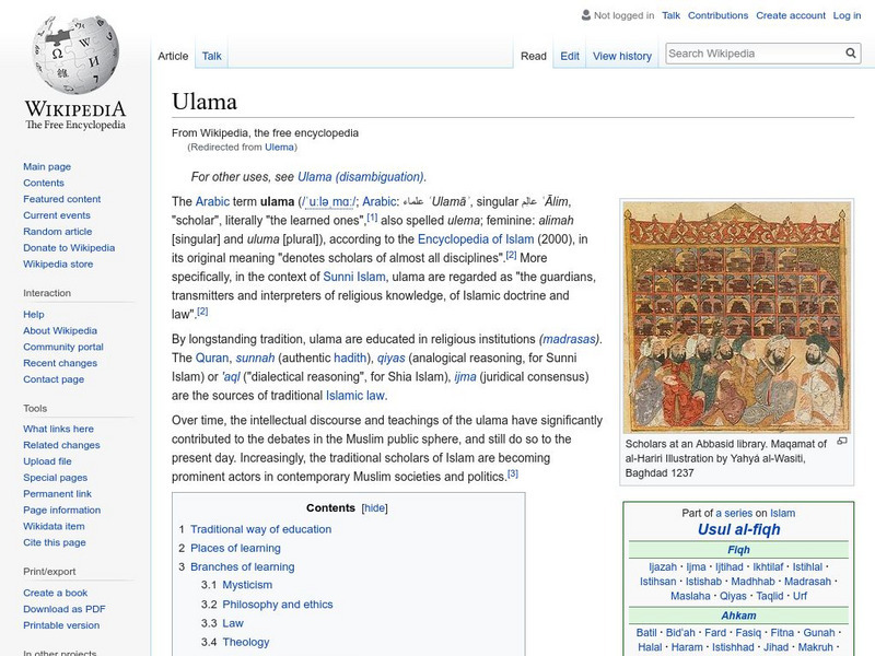 Wikipedia: Ulama Handout Wikipedia: Ulama Handout